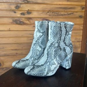 STEVE MADDEN snakeskin heel bootie